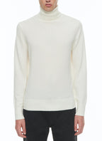 Pull col roulé en laine et cachemire Ecru