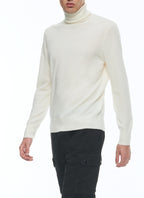 Pull col roulé en laine et cachemire Ecru
