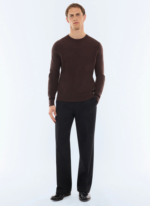 Pull col rond en cachemire Chocolat