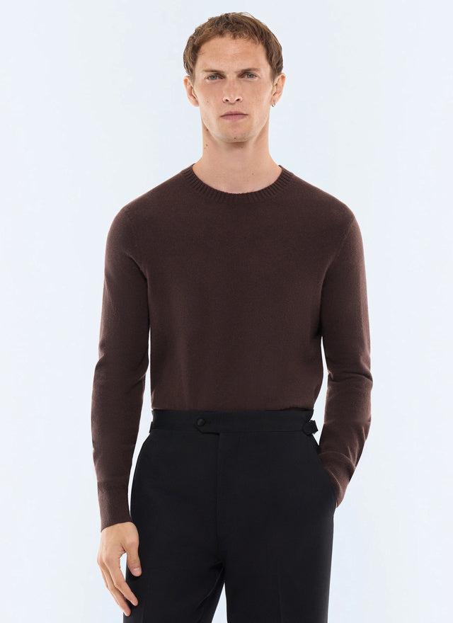 Pull col rond en cachemire Chocolat