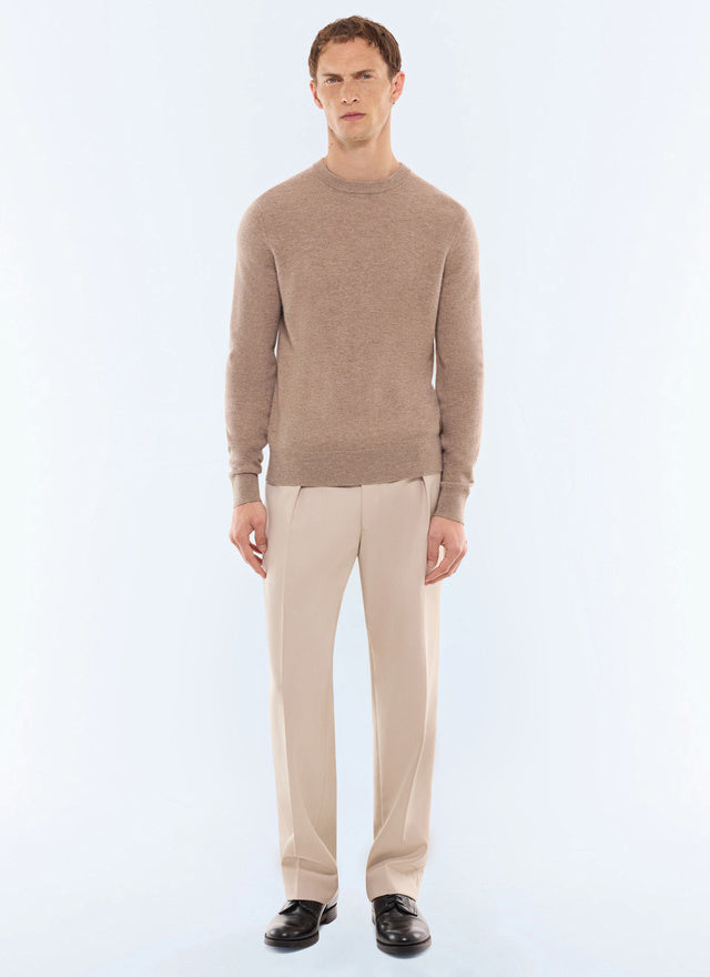 Pull col rond en cachemire Ficelle