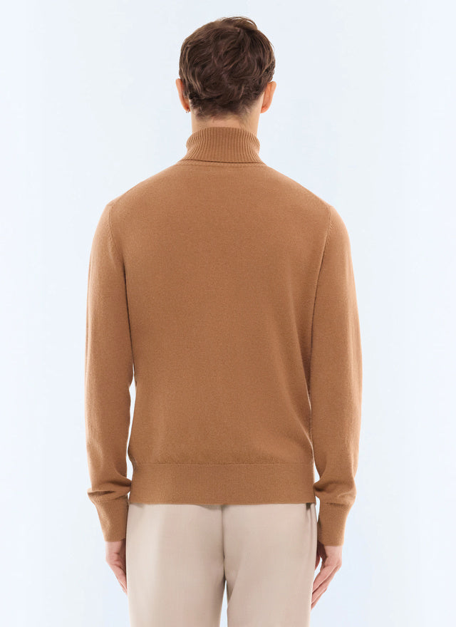 Pull col roulé en laine et cachemire Camel
