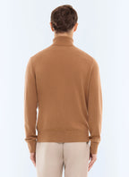 Pull col roulé en laine et cachemire Camel