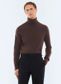 Pull col roulé en laine et cachemire Chocolat