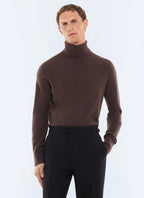 Pull col roulé en laine et cachemire Chocolat