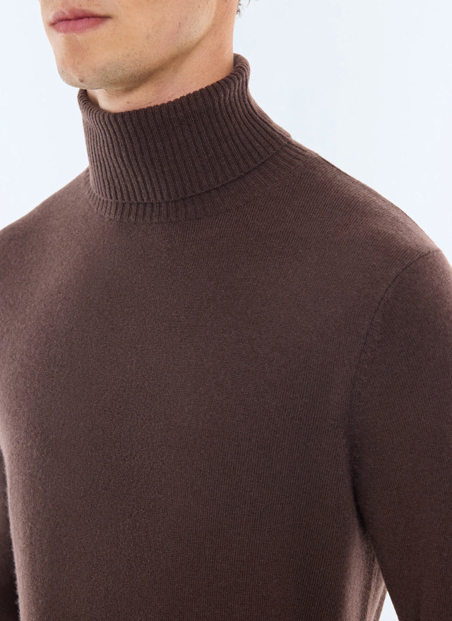 Pull col roulé en laine et cachemire Chocolat