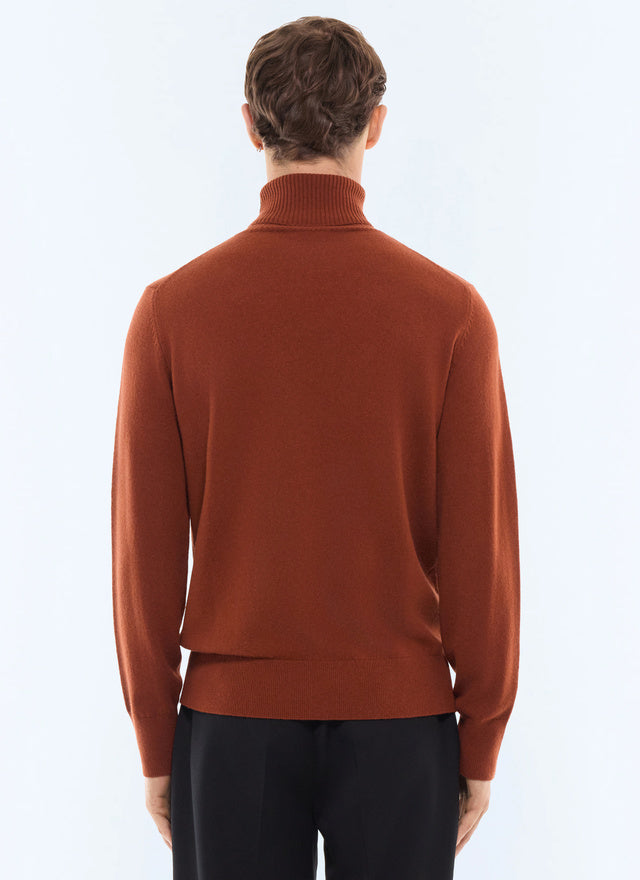 Pull col roulé en laine et cachemire Rouille