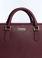 Mallette en cuir Saffiano uni Bordeaux