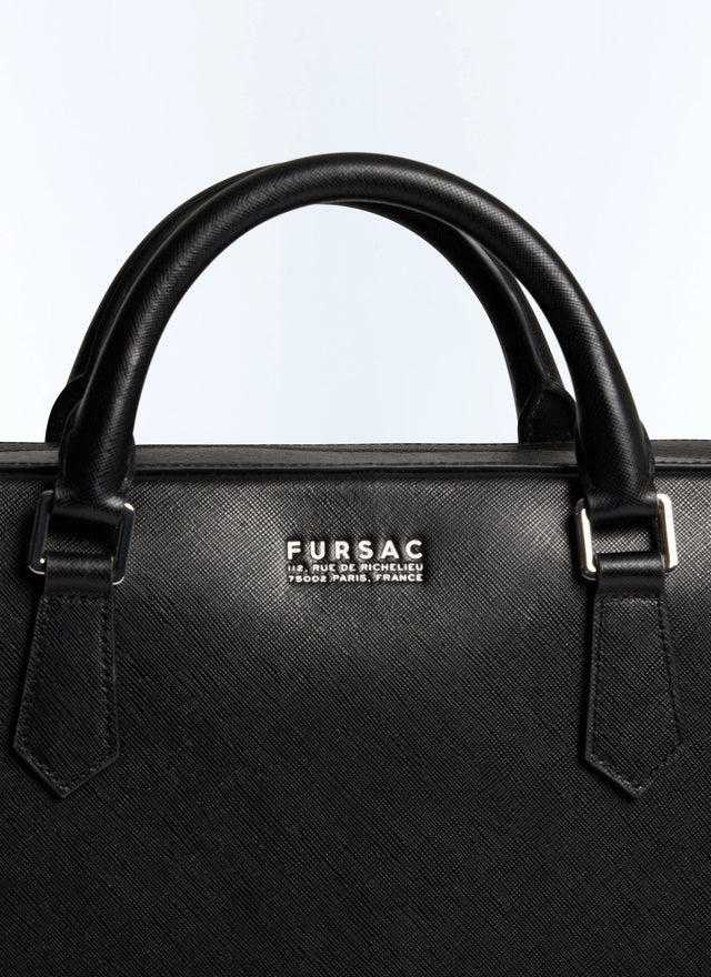 Mallette en cuir Saffiano uni Noir