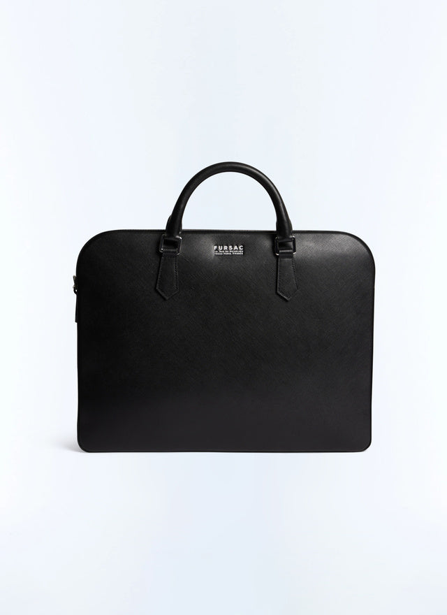 Mallette en cuir Saffiano uni Noir
