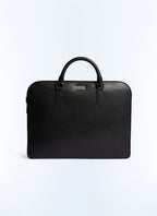 Mallette en cuir Saffiano uni Noir