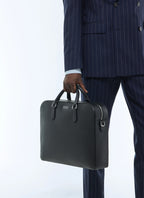 Mallette en cuir Saffiano uni Noir