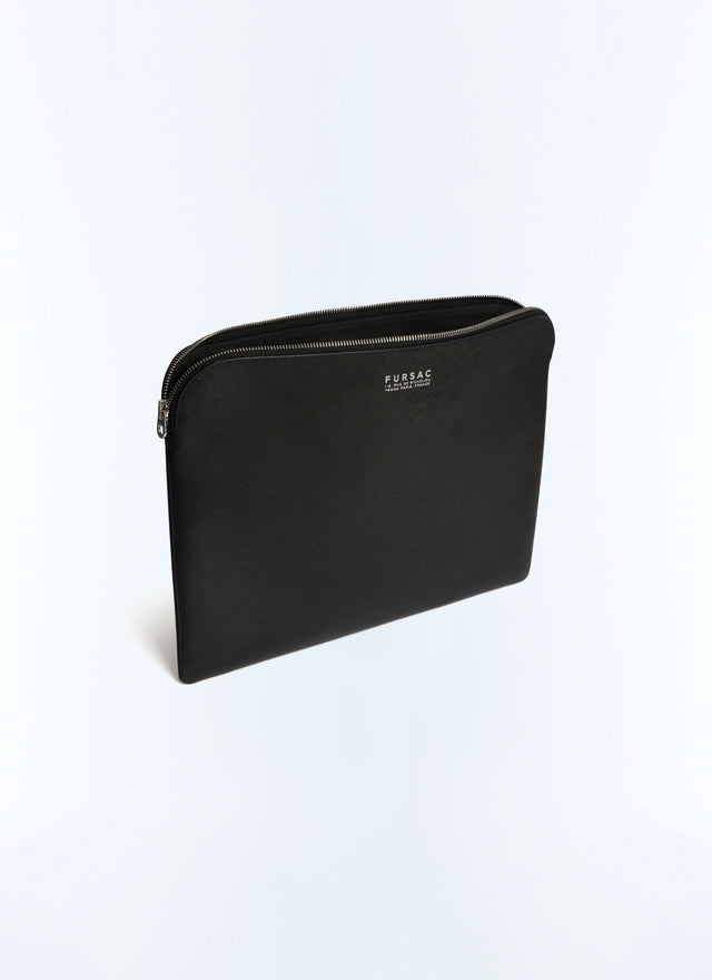 Porte-documents en cuir Saffiano Noir