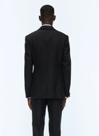 Veste de smoking col châle satin en faille de laine Noir
