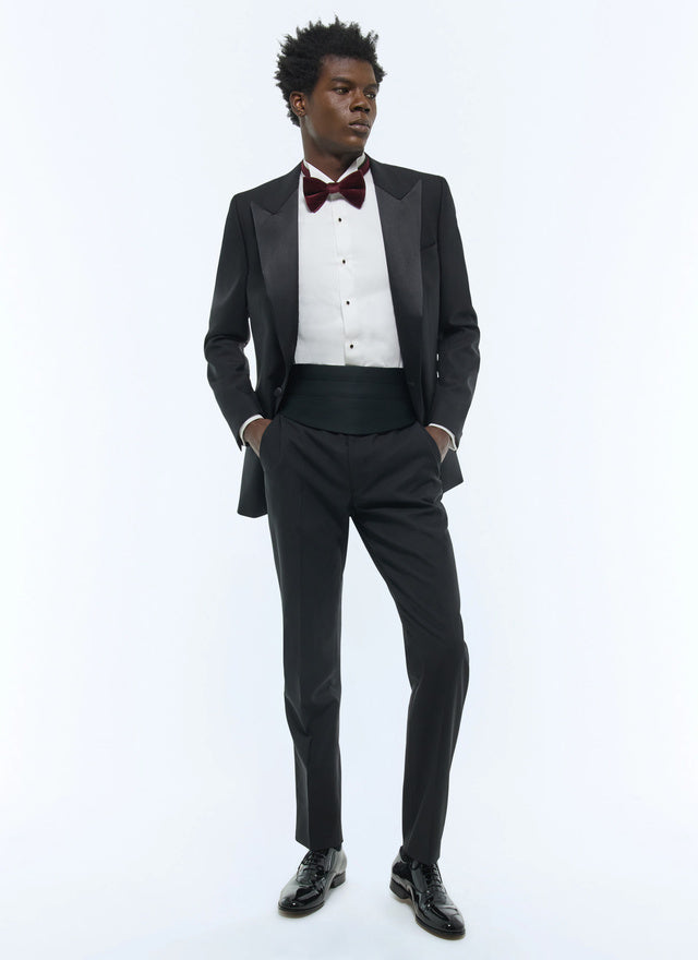 Veste de smoking ajustée en laine Noir