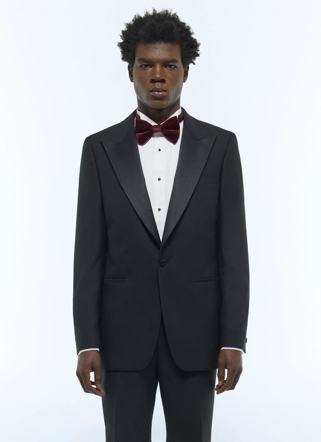 Veste de smoking ajustée en laine Noir