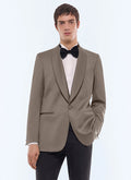 Veste de smoking col châle en laine Taupe