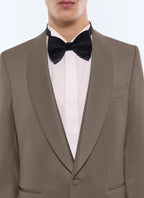 Veste de smoking col châle en laine Taupe