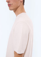 T-shirt en maille gaufrée Blanc cassé