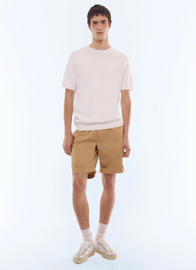 T-shirt en maille gaufrée Blanc cassé