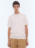 T-shirt en maille gaufrée Blanc cassé
