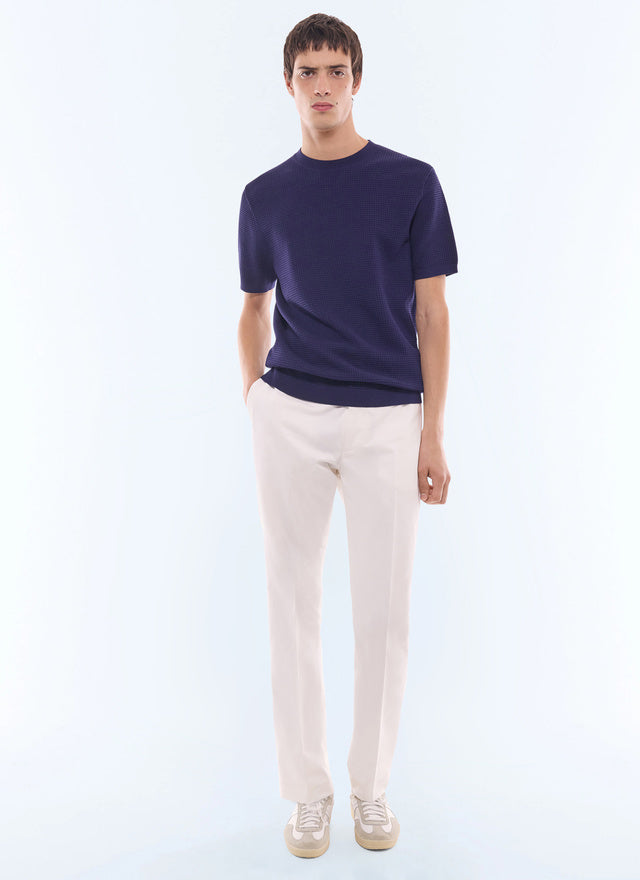 T-shirt en maille gaufrée Bleu marine