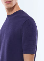T-shirt en maille gaufrée Bleu marine