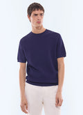 T-shirt en maille gaufrée Bleu marine