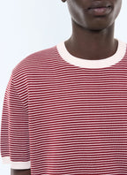 T-shirt à rayures en coton mercerisé BORDEAUX