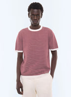 T-shirt à rayures en coton mercerisé BORDEAUX