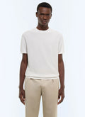 T-shirt point de riz en coton mercerisé Ecru