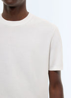T-shirt point de riz en coton mercerisé Ecru