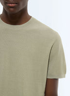 T-shirt point de riz en coton mercerisé Vert sauge