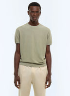 T-shirt point de riz en coton mercerisé Vert sauge