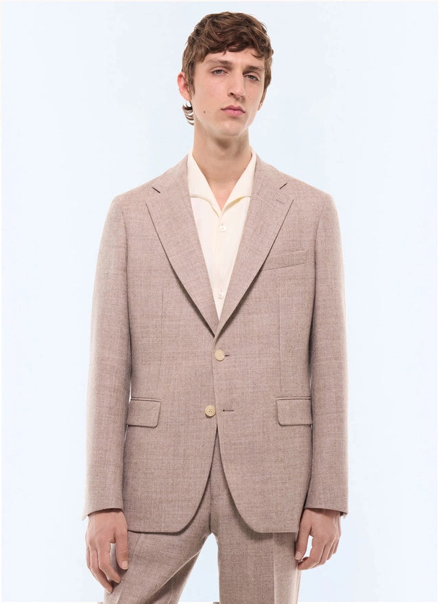 Veste de costume en laine à chevrons Ficelle