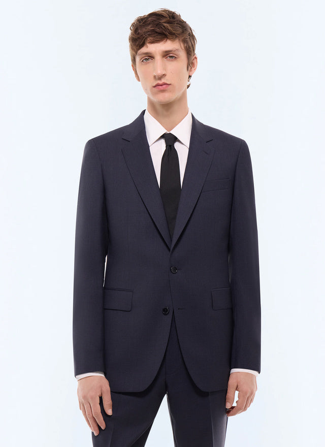 Veste de costume de laine à micro-carreaux Marine