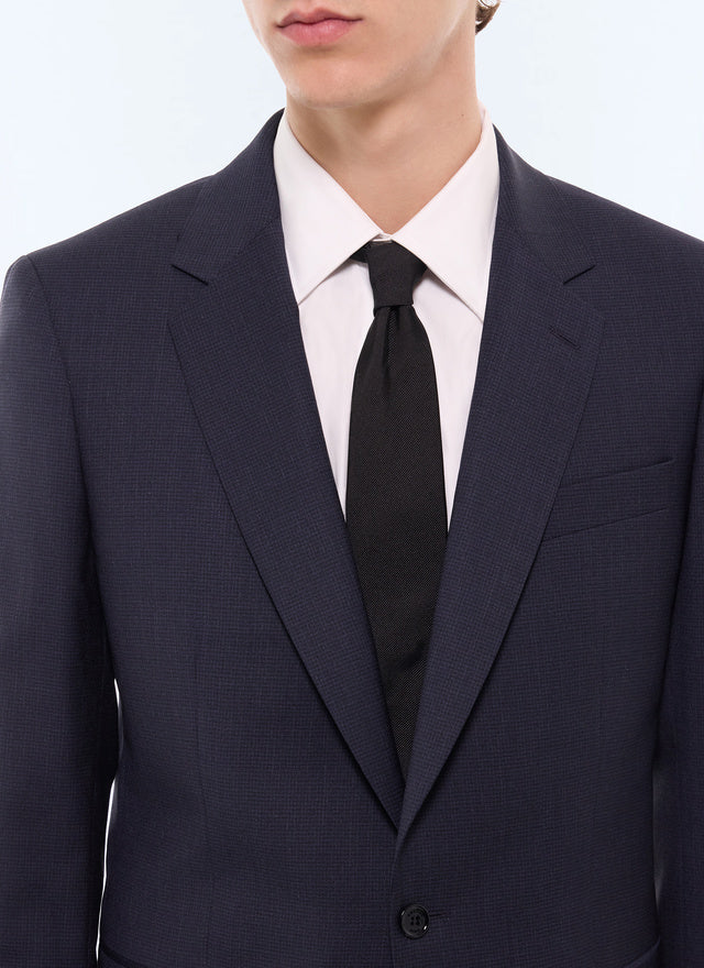 Veste de costume de laine à micro-carreaux Marine