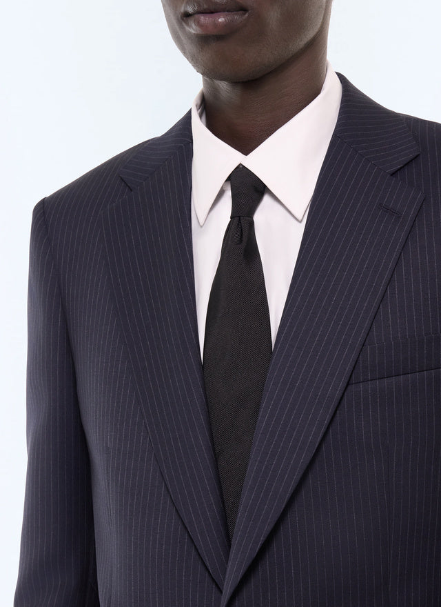 Veste de costume en laine à rayures Marine