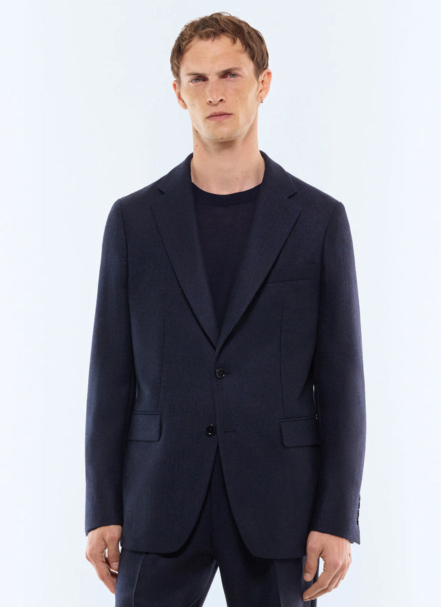 Veste de costume en laine à chevrons Marine