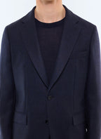Veste de costume en laine à chevrons Marine